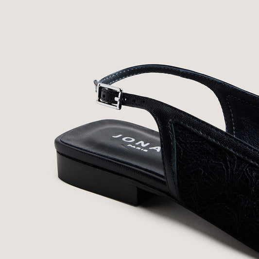 Ballerines Daxo Dentelle/cuir Noir-noir