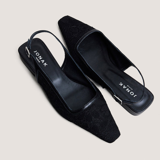 Ballerines Daxo Dentelle/cuir Noir-noir