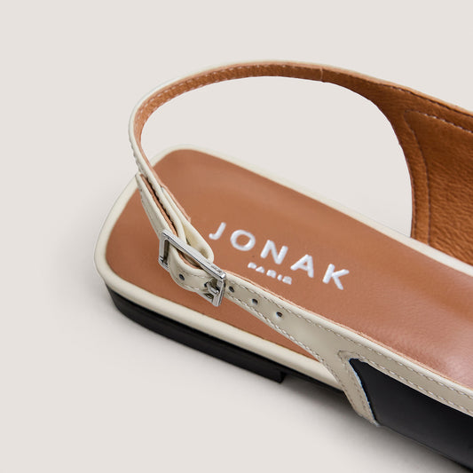 Women Ballet Flats Vernis Patent Leather - Noir-Ecru