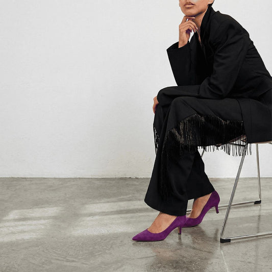 Women's Pumps Heels Velvet Fabric - Violet-Eveque