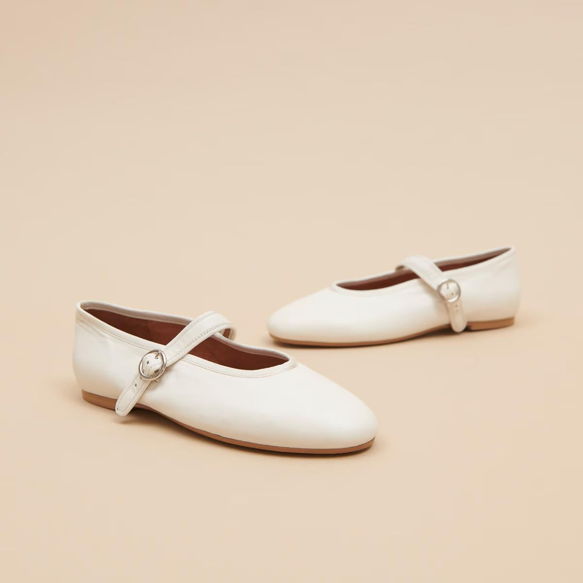 Ballerines Deesse Cuir Ecru