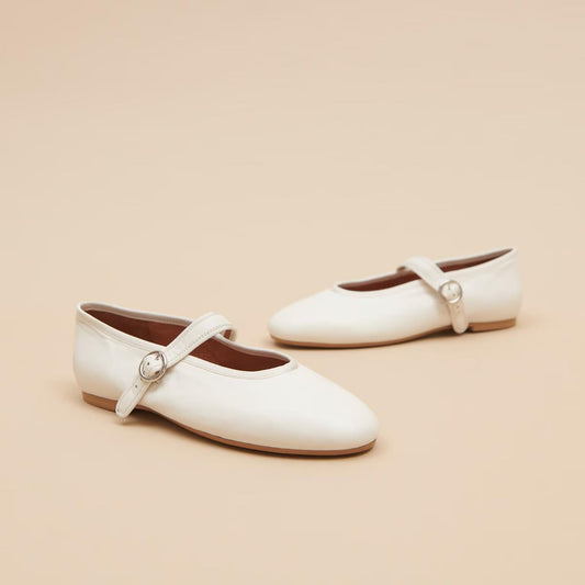Ballerines Deesse Cuir Ecru