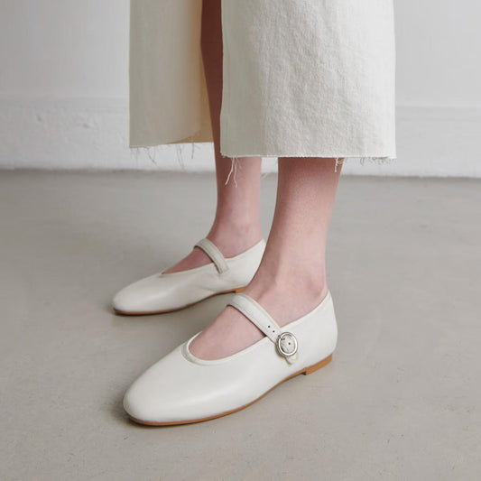 Ballerines Deesse Cuir Ecru