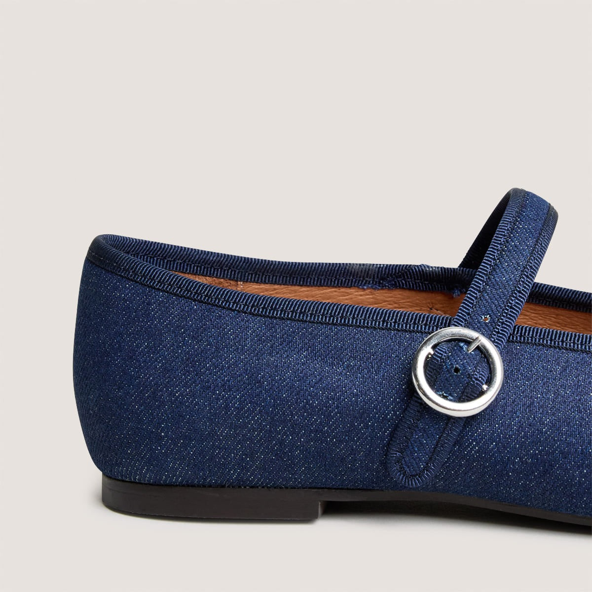 Women Ballet Flats Denim Fabric - Dark Indigo Blue Bleu-Fonce