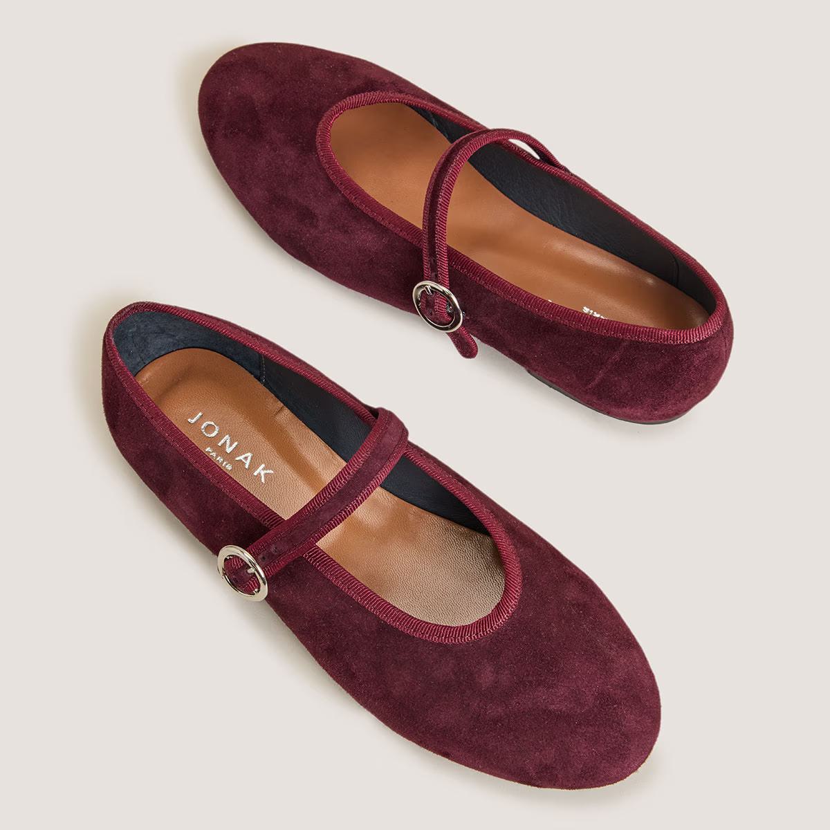 Ballerines Deesse Velours Bordeaux