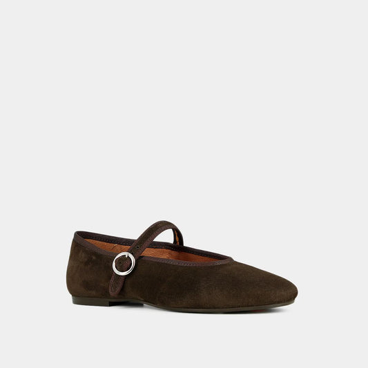 Ballerines Deesse Velours Marron-Fonce