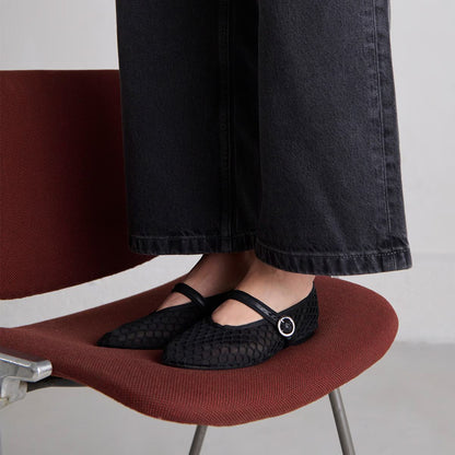 Ballerines Deessia Mesh/cuir Noir-noir