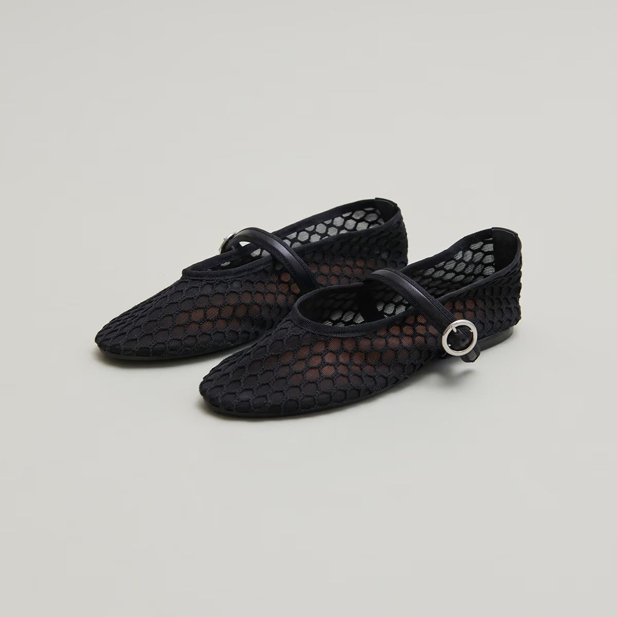 Ballerines Deessia Mesh/cuir Noir-noir