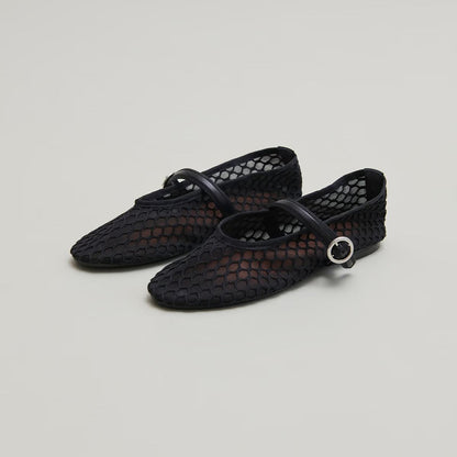 Ballerines Deessia Mesh/cuir Noir-noir