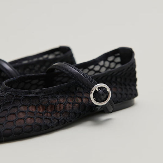 Ballerines Deessia Mesh/cuir Noir-noir