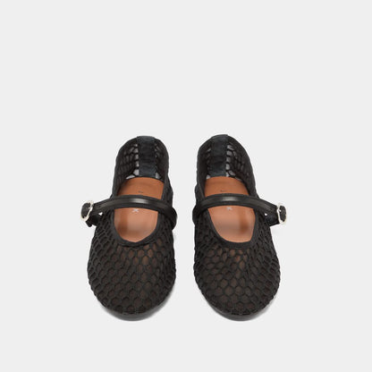 Ballerines Deessia Mesh/cuir Noir-noir