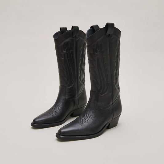 Bottes Delea Cuir Graine Noir