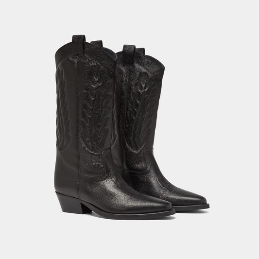 Bottes Delea Cuir Graine Noir