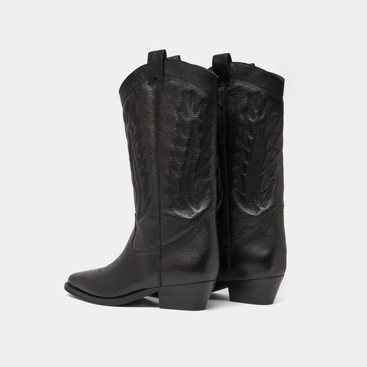 Bottes Delea Cuir Graine Noir