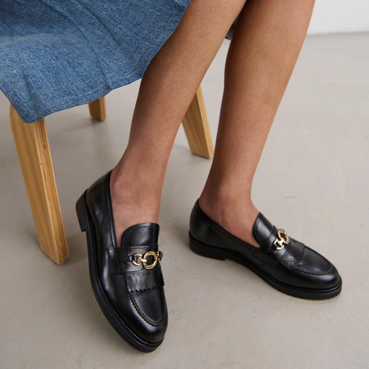 Mocassins Delphes Cuir Noir