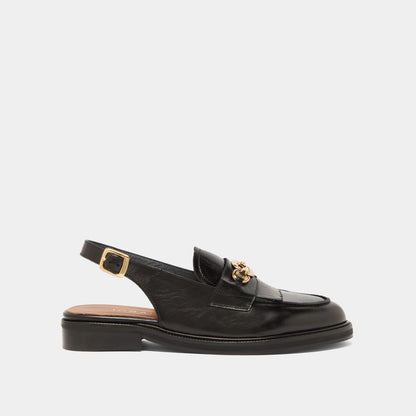 Women's Moccasins Genuine Full-Grain Calfskin Leather - Black Noir