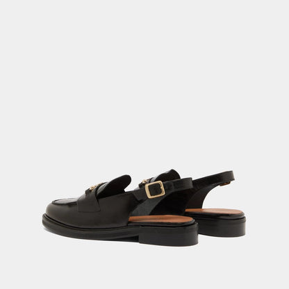 Women's Moccasins Genuine Full-Grain Calfskin Leather - Black Noir
