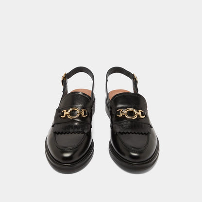 Women's Moccasins Genuine Full-Grain Calfskin Leather - Black Noir