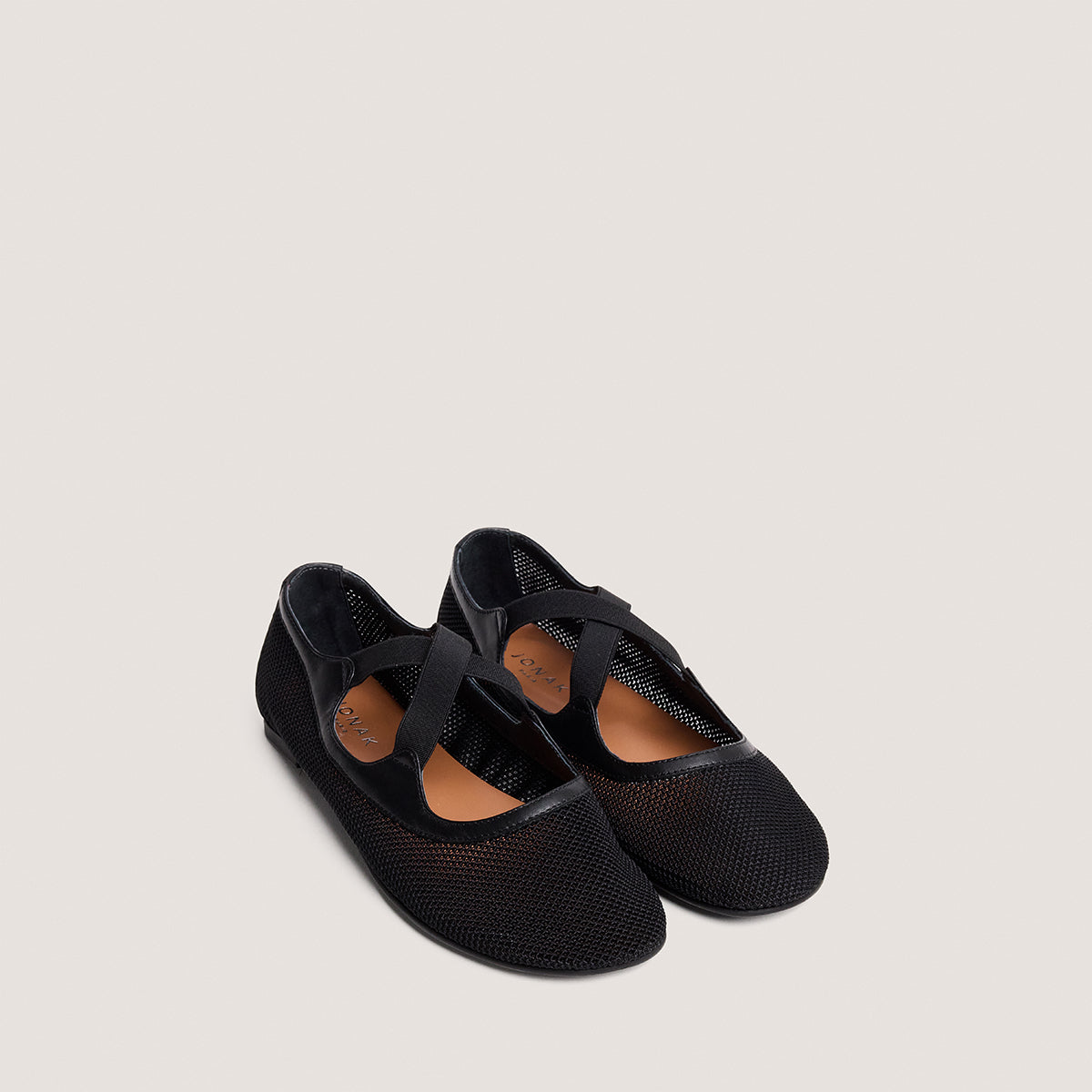 Ballerines Dessin Mesh/cuir Noir-noir