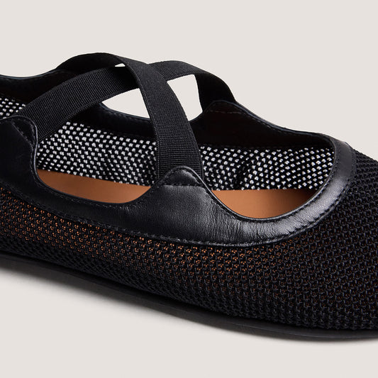 Ballerines Dessin Mesh/cuir Noir-noir