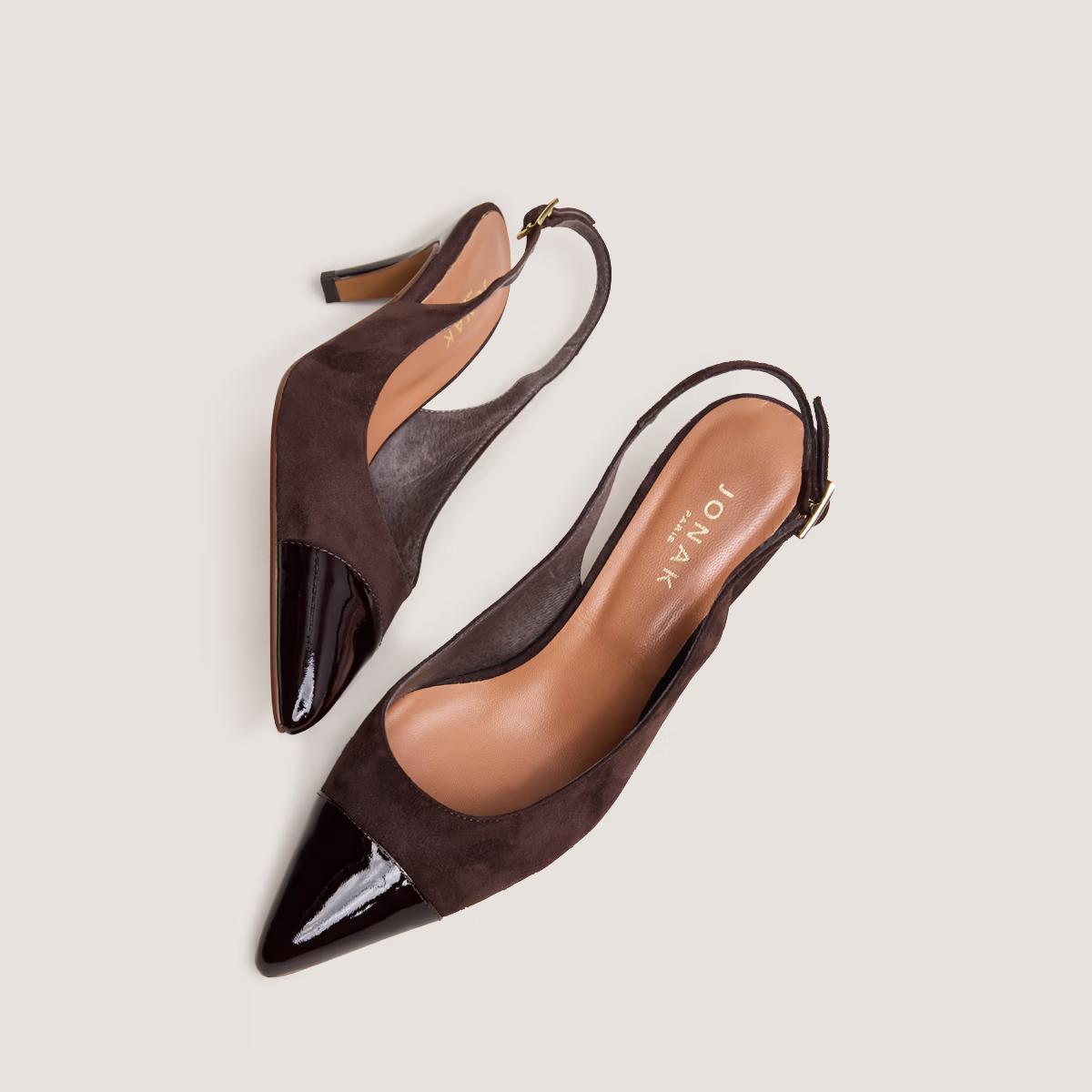 Escarpins Destelle Vernis/velo Marron-Fonce-marron