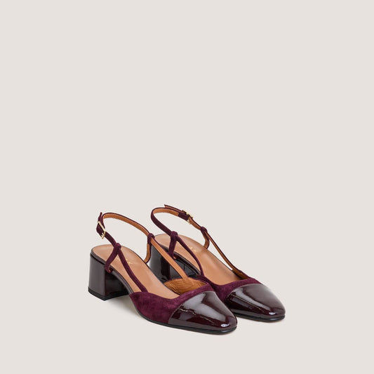 Jonak | Dhapopy Slingback - Patent & Velvet Bordeaux Bordeaux-Bordeaux