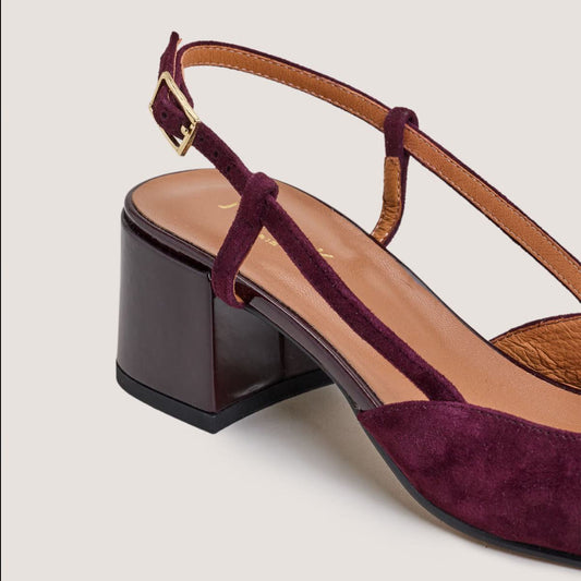 Jonak | Dhapopy Slingback - Patent & Velvet Bordeaux Bordeaux-Bordeaux