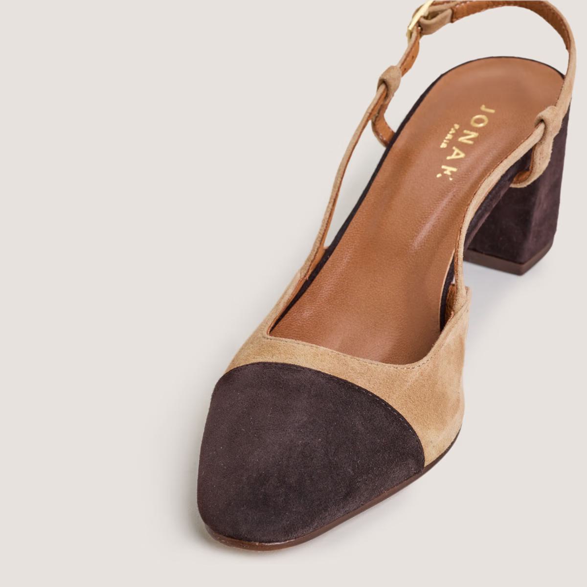 Salomes/babies Dhapop Velours/velou Marron-Fonce-camel