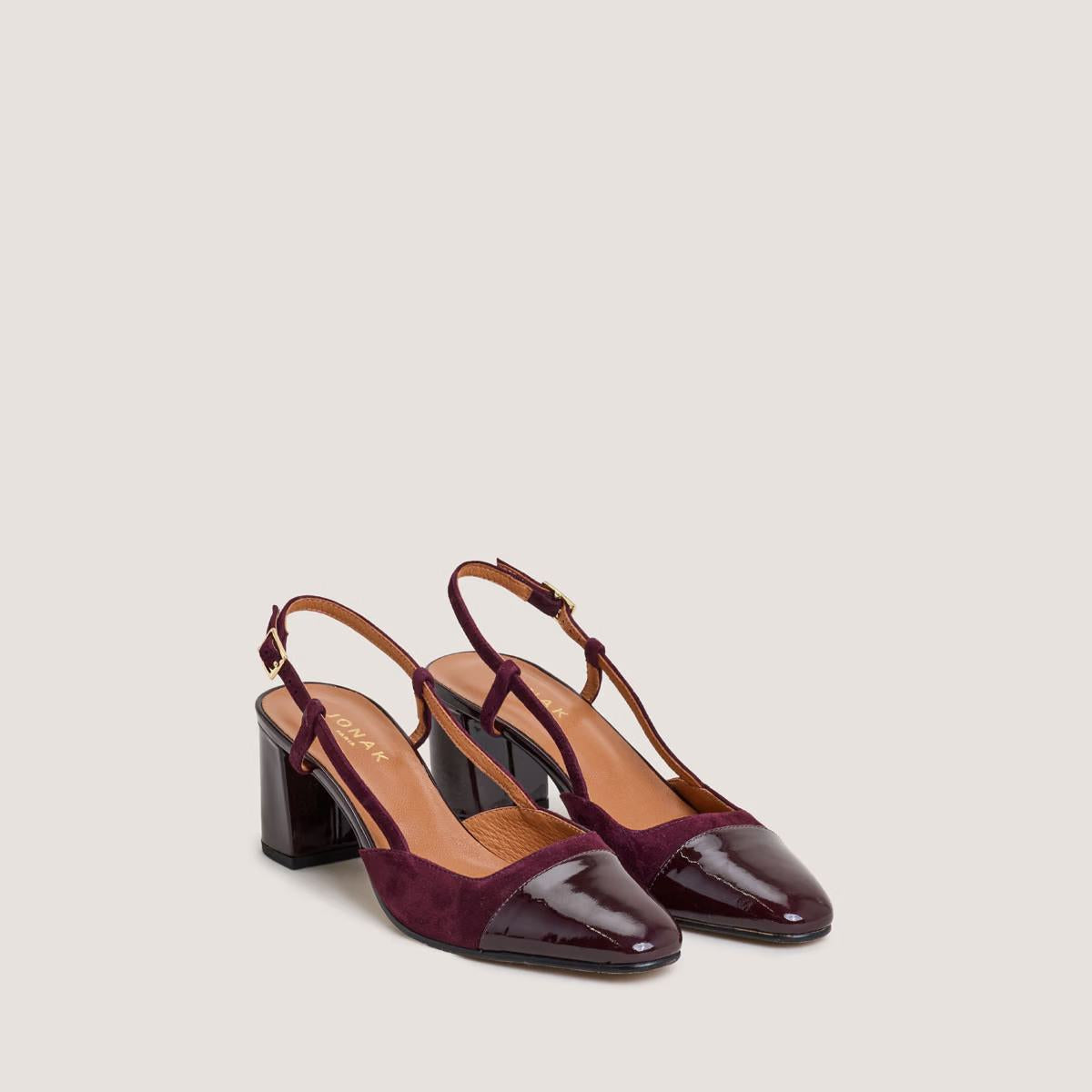 Salomes/babies Dhapop Vernis/velour Bordeaux-bordeaux