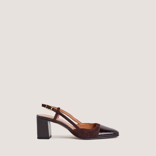 Salomes/babies Dhapop Vernis/velour Marron-Fonce-marron
