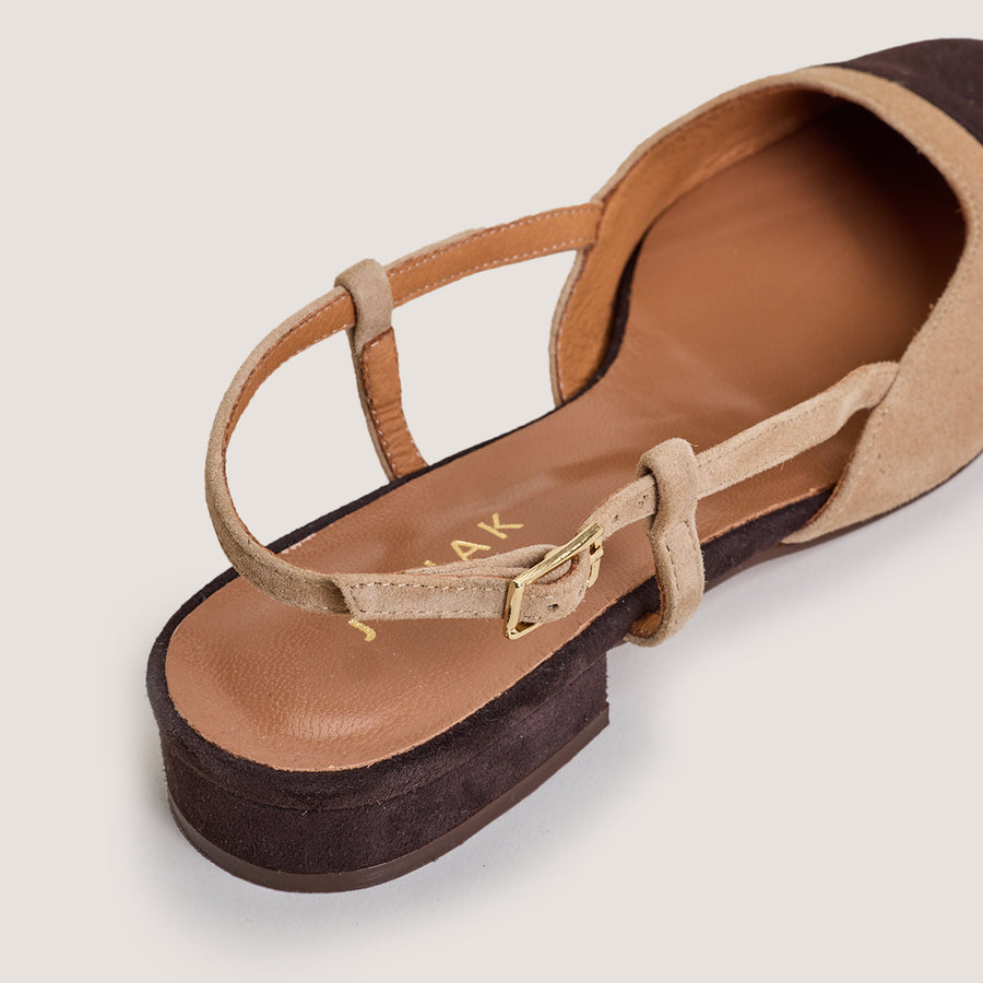 Ballerines Dhapou Velours/velou Marron-Fonce-camel