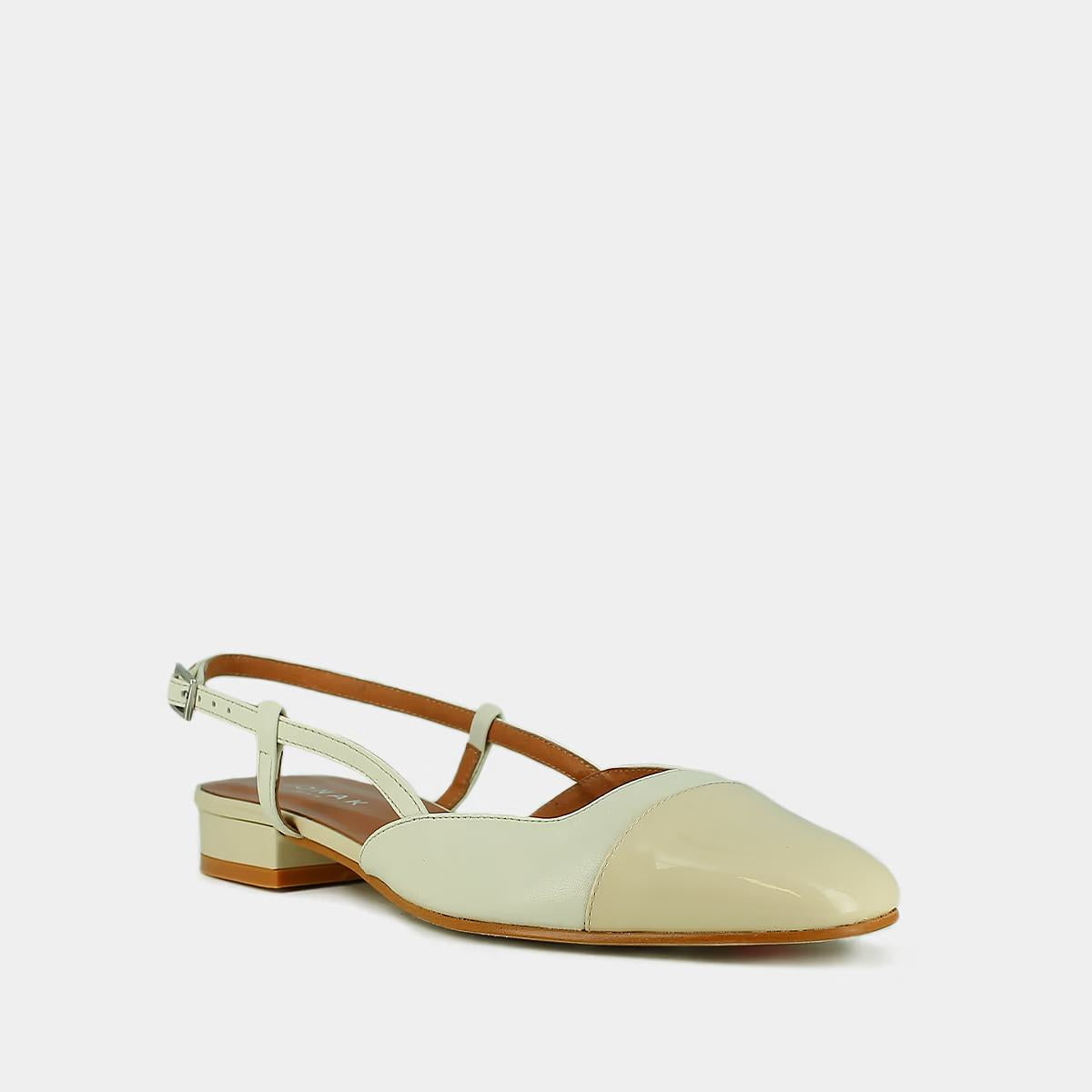 Ballerines Dhapou Vernis/cuir Ecru-ecru