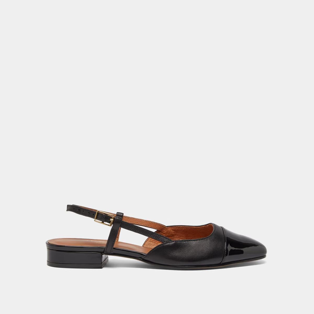 Ballerines Dhapou Vernis/cuir Noir-noir