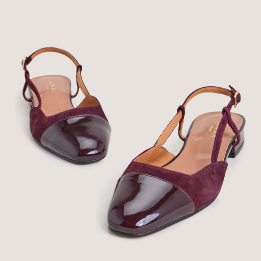 Jonak | Dhapou Patent & Velvet Ballerine - Burgundy Bordeaux-Bordeaux