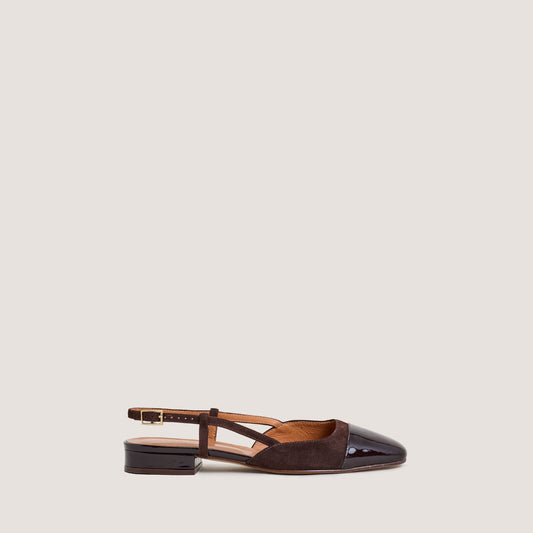 Ballerines Dhapou Vernis/velour Marron-Fonce-marron