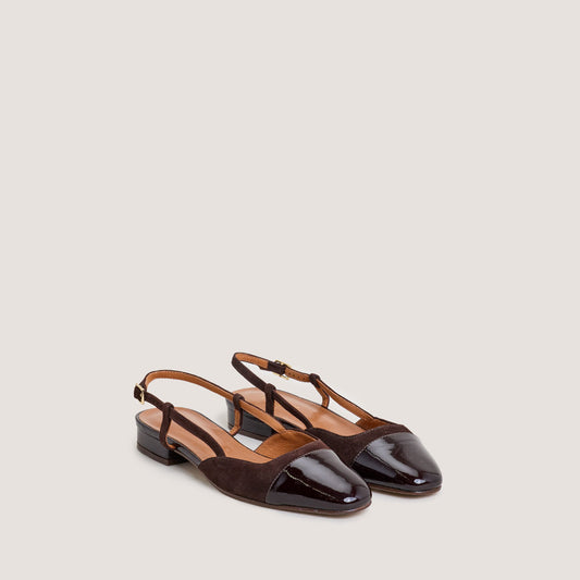 Ballerines Dhapou Vernis/velour Marron-Fonce-marron
