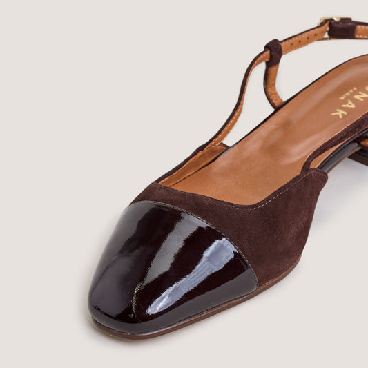 Ballerines Dhapou Vernis/velour Marron-Fonce-marron
