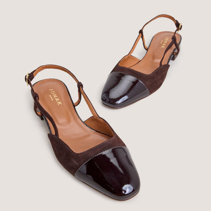 Ballerines Dhapou Vernis/velour Marron-Fonce-marron