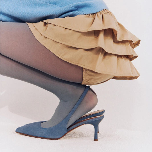 Women High Heel Pumps Velour Diamantine - Steel Blue Bleu-Acier