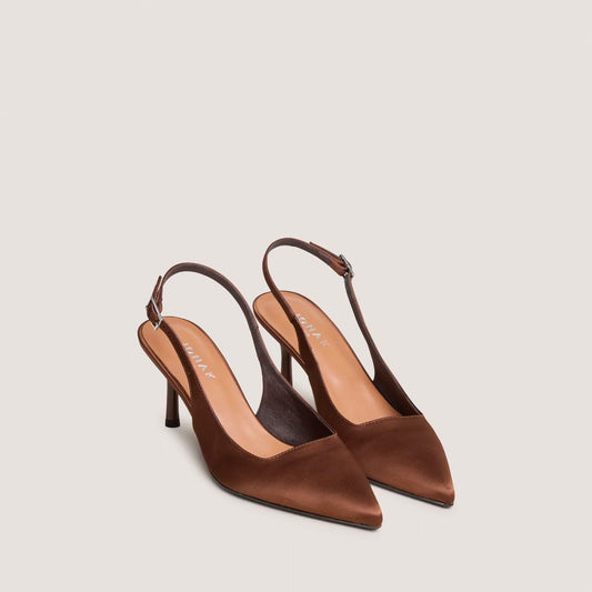Escarpins Diamantus Satin Marron