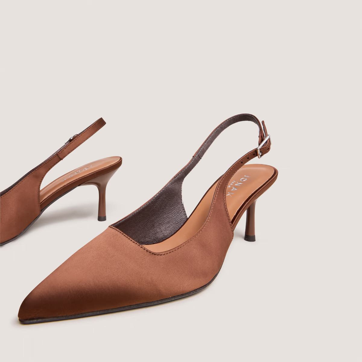 Escarpins Diamantus Satin Marron