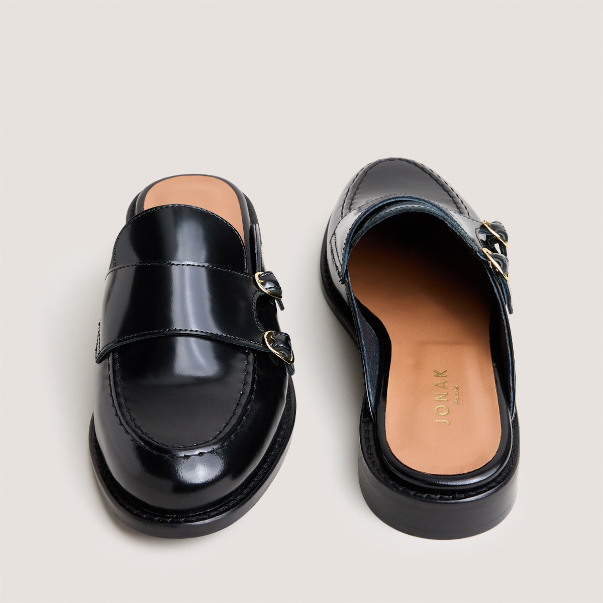 Mules Distant Cuir Glace Noir