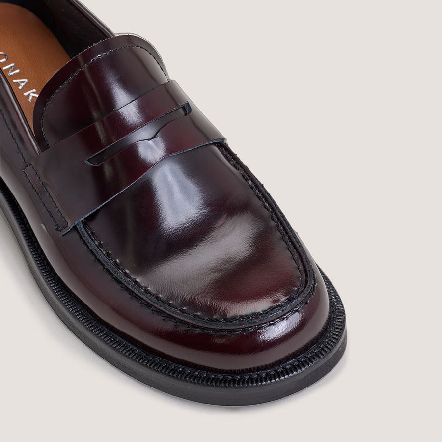 Mocassins Dolivia Cuir Glace Bordeaux