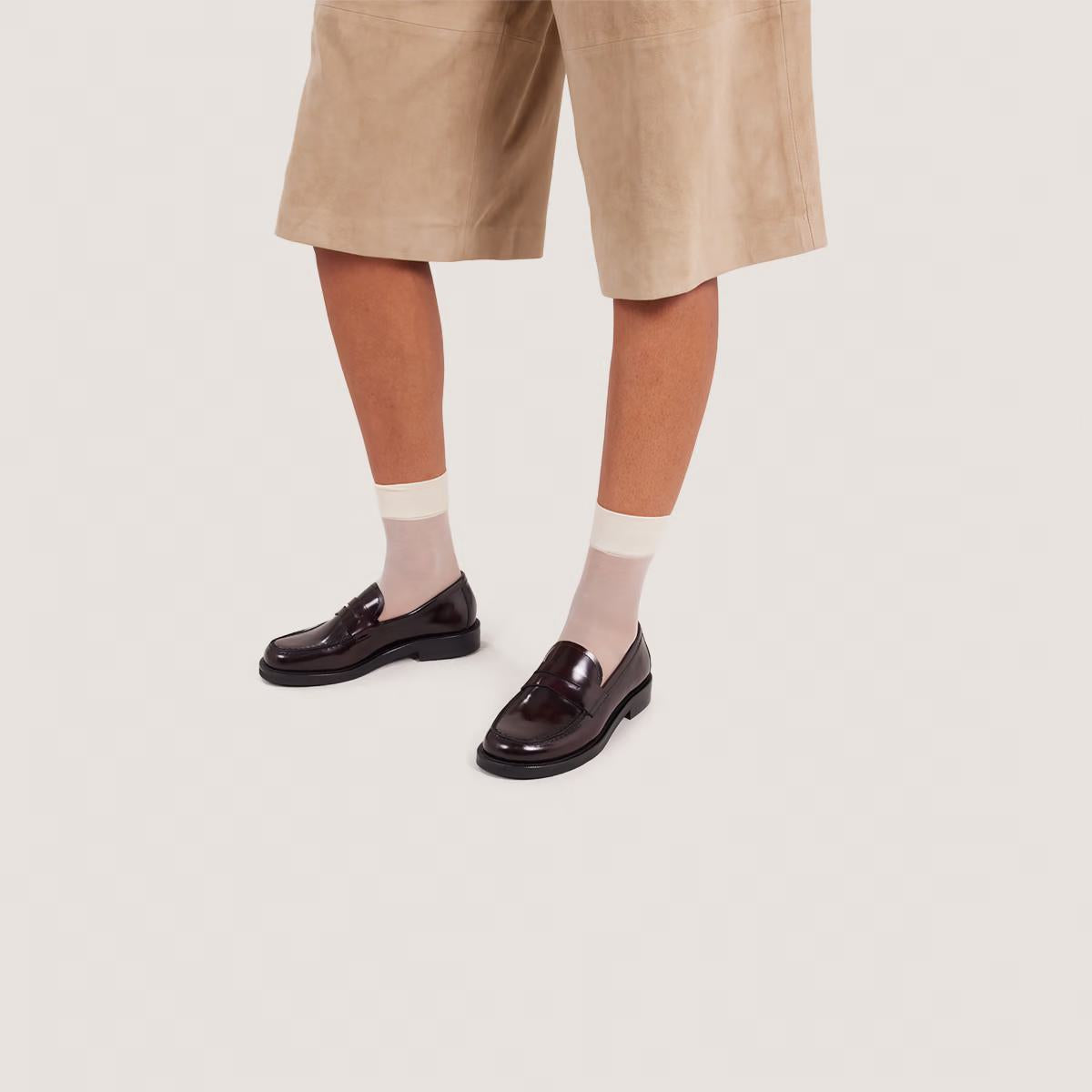 Mocassins Dolivia Cuir Glace Bordeaux