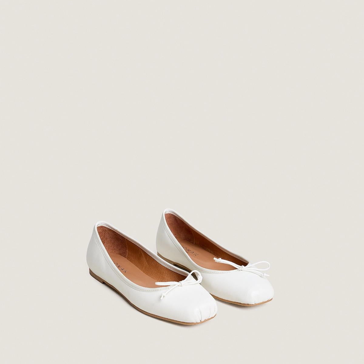 Women Ballerinas Premium Full-Grain Calfskin Leather - Ecru