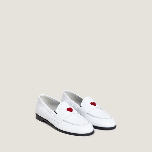Women Moccasins Patent Leather Gloss Finish - White Blanc