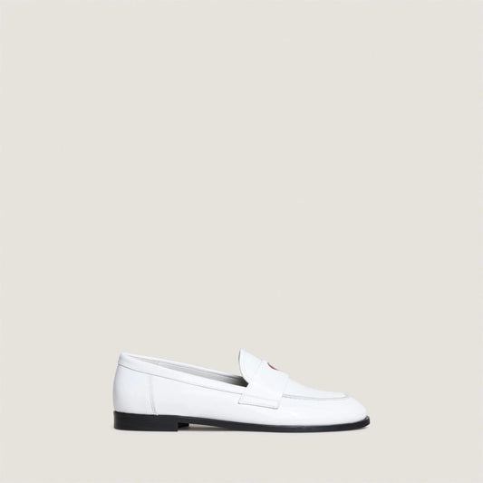 Women Moccasins Patent Leather Gloss Finish - White Blanc