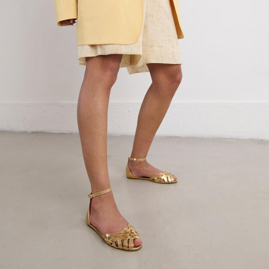 Ballerines Doo Cuir Craquele Or