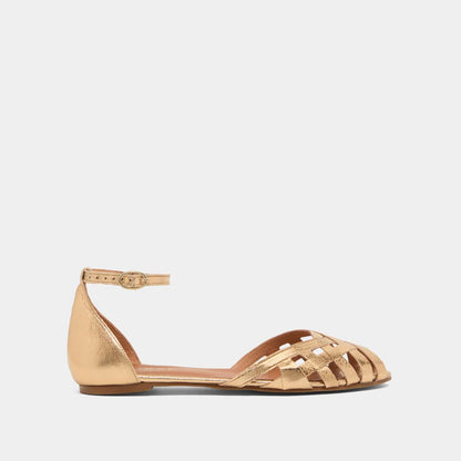 Ballerines Doo Cuir Craquele Or
