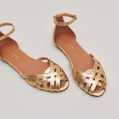 Ballerines Doo Cuir Craquele Or